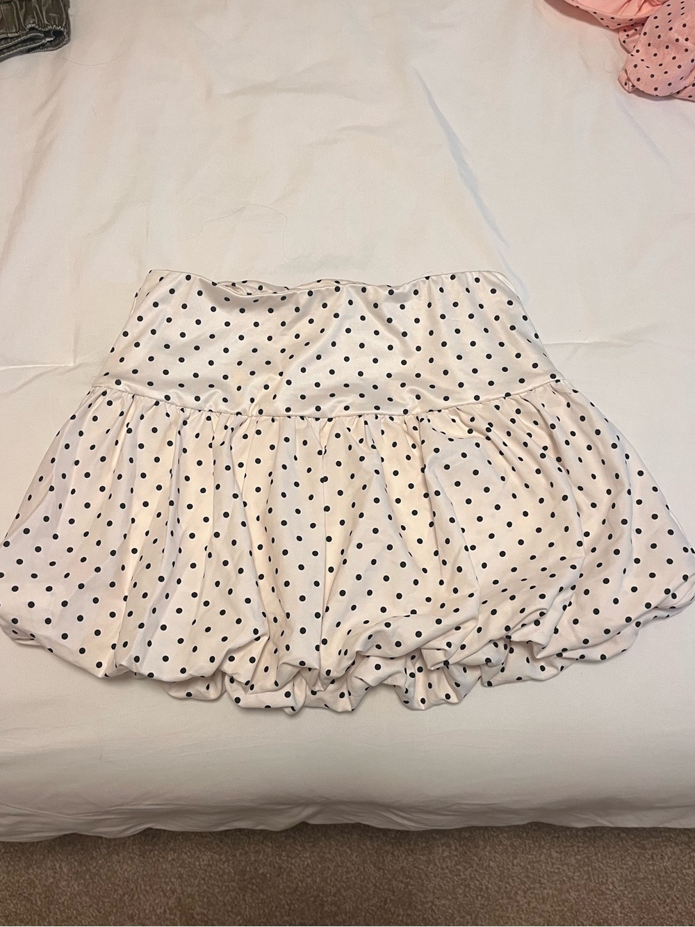 SHEIN White Mini Skirt with Black Polka Dots - Picture 3 of 4
